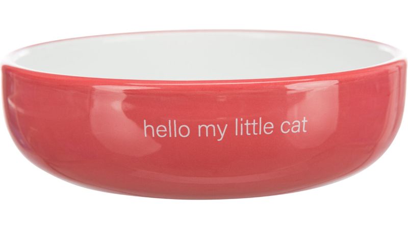 Cat Dish for Short Nosed Breeds - Coral/White (15cm)