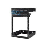 15U wall-mount server rack with adjustable depth, supports 198 lbs, ideal for efficient workspace organization and passive cooling.