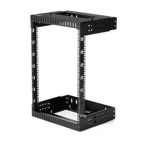 15U Wall-Mount Server Rack with adjustable depth, open frame design for easy access, holds up to 198 lbs for networking needs.