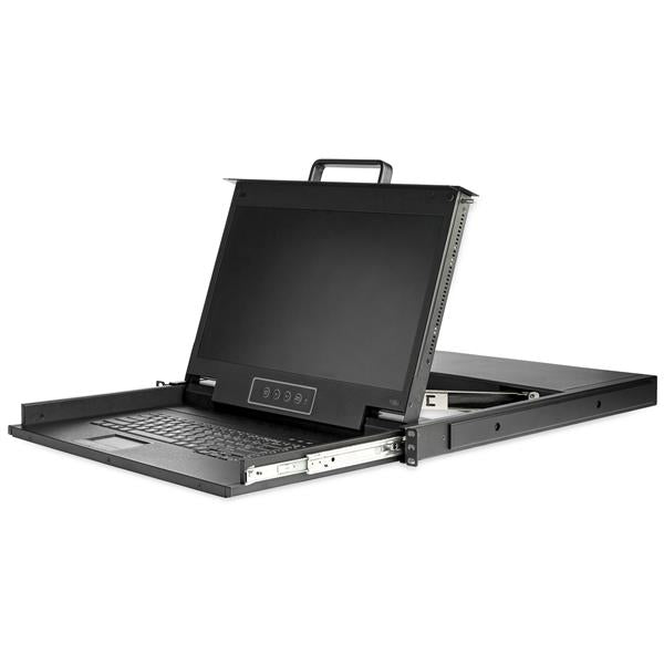 Rackmount KVM Console HD with 17.3" LCD, built-in keyboard, and touchpad for centralized server control in a 1U space.