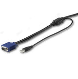 3m USB KVM cable for rackmount consoles, supporting VGA/USB with HD resolution up to 1920x1200 for seamless server management.