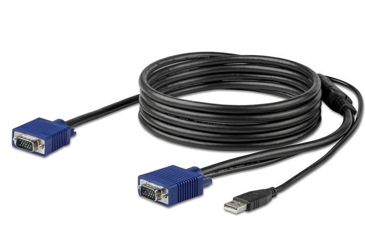 3m USB KVM Cable with VGA support for rackmount consoles, ensuring tidy connections and HD quality up to 1920x1200.