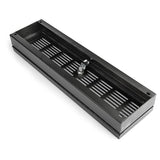 Hinged 3U rack-mount security cover with locking mechanism, key access, and slotted design for passive cooling and protection.