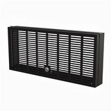 5U hinged rack-mount security cover with locking mechanism and perforated panel for cooling, ensuring safe server access.