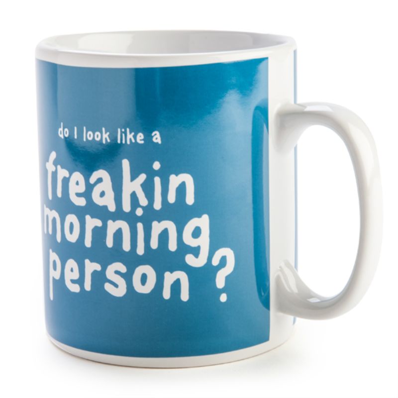 Giant 900ml coffee mug with humorous text for morning enthusiasts, crafted from durable ceramic, 12.5cm tall.