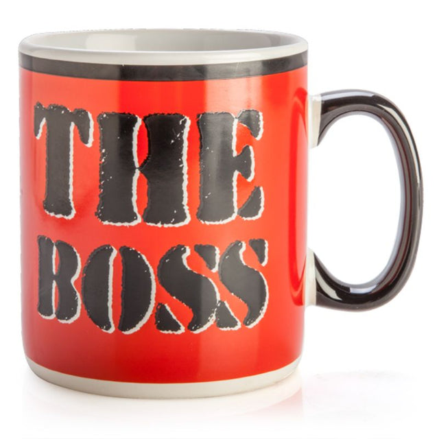 Oversized ceramic mug for bosses, featuring an eye design and 900ml capacity, perfect for coffee or tea lovers.