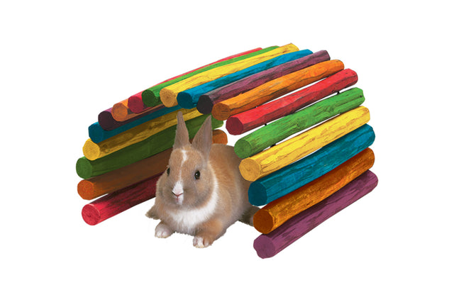 Colorful, flexible wooden sticks for small pets, perfect for creating chewable hideouts and promoting dental health.