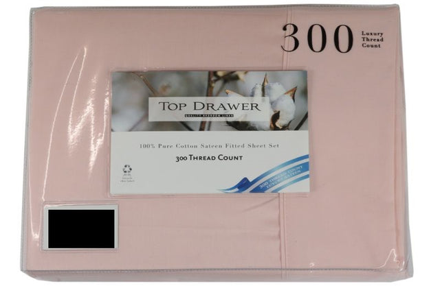 Blush queen sheet set with 50cm fitted sheet, crafted from 100% premium cotton for luxurious comfort and durability.