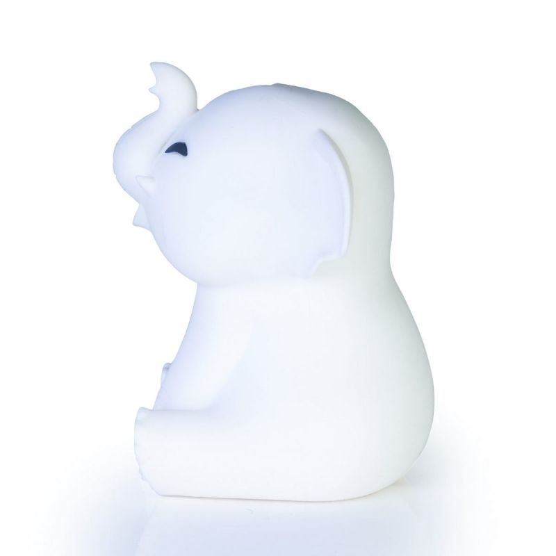 Cute 14cm elephant LED lamp with soft silicone, 6 brightness levels, and rechargeable battery for comforting bedtime glow.