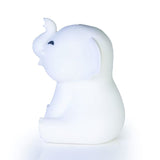 Cute 14cm elephant LED lamp with soft silicone, 6 brightness levels, and rechargeable battery for comforting bedtime glow.