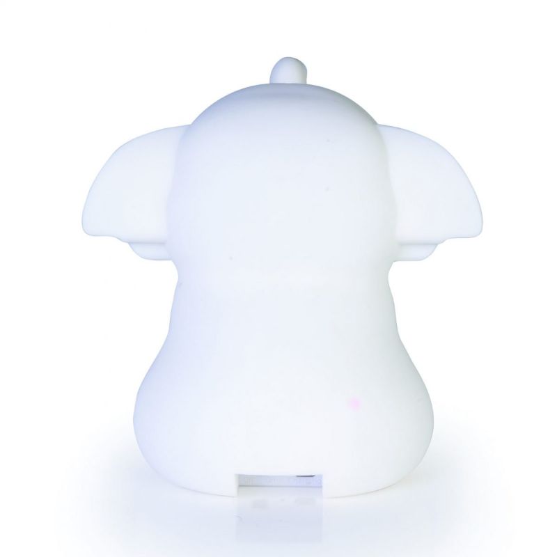 Cute 14cm elephant LED touch lamp with adjustable brightness, soft silicone design, and rechargeable battery for bedtime comfort.