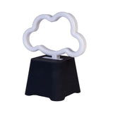 Neon Light Speaker shaped like a cloud, glowing blue, delivers HD sound via Bluetooth, portable with rechargeable battery.