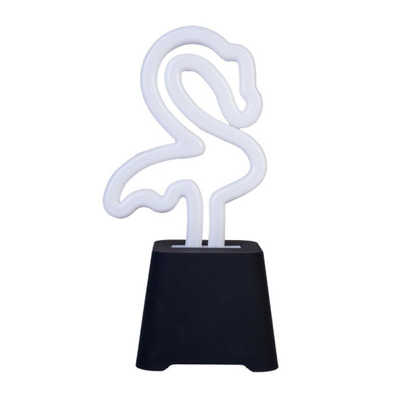 Neon light flamingo speaker in pink, offers HD Bluetooth sound and portability, perfect for any room decor.