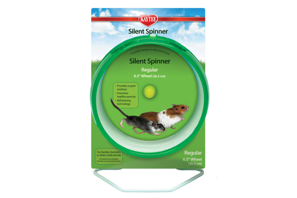 Kaytee Silent Spinner Wheel 16cm: a quiet, safe exercise wheel for hamsters and small pets, featuring smooth spins and easy attachment.