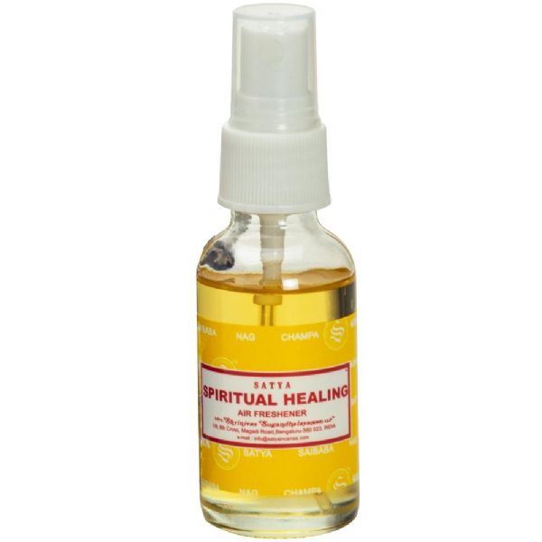 Satya Spiritual Healing Room Spray 30ml bottle, designed to harmonize energy and promote emotional well-being in any space.