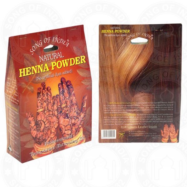 100g Natural Henna Powder Kit with henna oil, stencils, and cones for vibrant, safe body art at home.