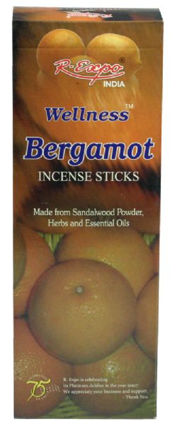 A 20g pack of Song of India Bergamot incense sticks offering refreshing, calming aromas for meditation and relaxation.