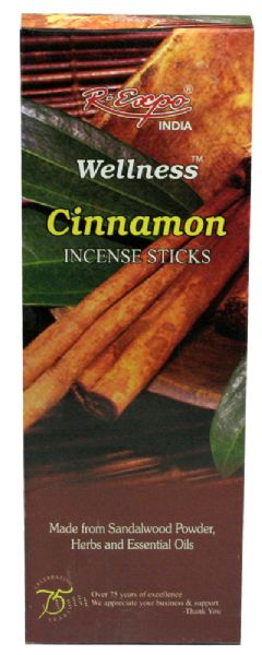 Wellness Incense Cinnamon 20g featuring hand-rolled bamboo sticks, promotes relaxation with soothing cinnamon aroma.