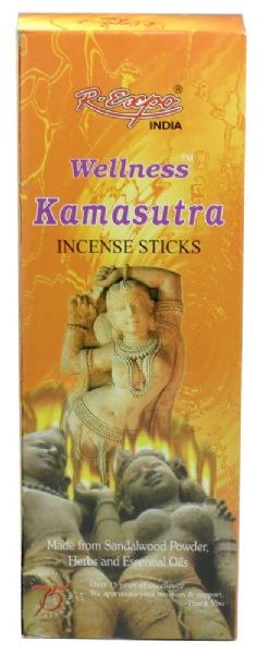 Wellness Incense KarmaSutra 20g features hand-rolled sandalwood sticks for a serene atmosphere ideal for meditation and relaxation.