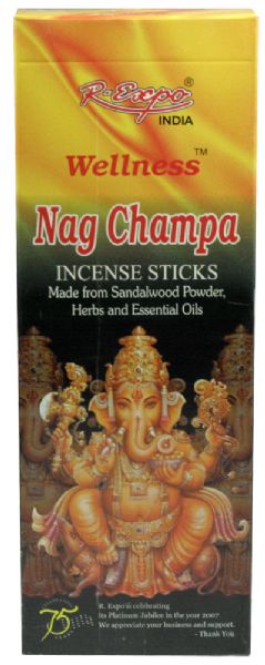 Wellness Incense Nag Champa 20g features hand-rolled sticks with sandalwood and essential oils for calming, aromatic ambiance.