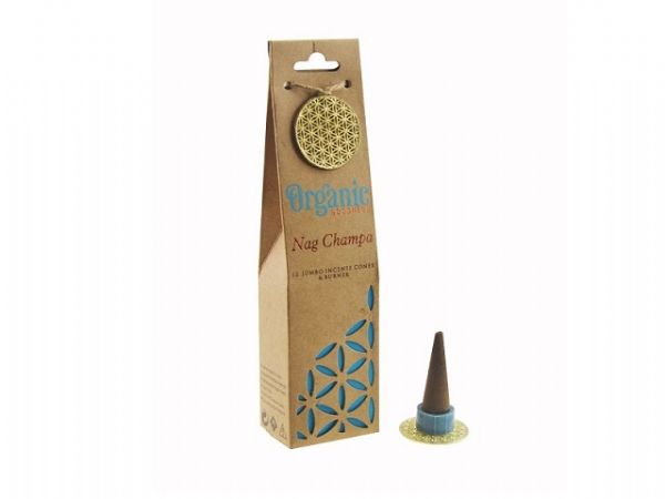 Jumbo Nag Champa incense cones for meditation and relaxation, crafted from organic materials for a clean, enchanting aroma.