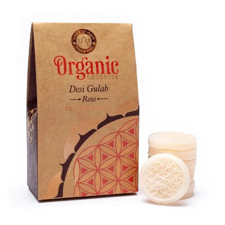 Set of 3 organic wax melts, infused with natural rose essential oils, for a soothing, eco-friendly aromatherapy experience.