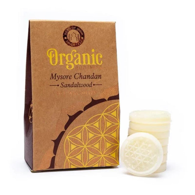 Aroma oil wax melts set with soothing sandalwood scent, ethically made, organic, and supports fair trade initiatives.