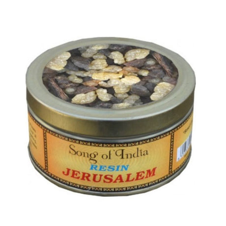 60gm tin of Jerusalem Natural Resin featuring Myrrh and Frankincense, ideal for incense burning and spiritual practices.