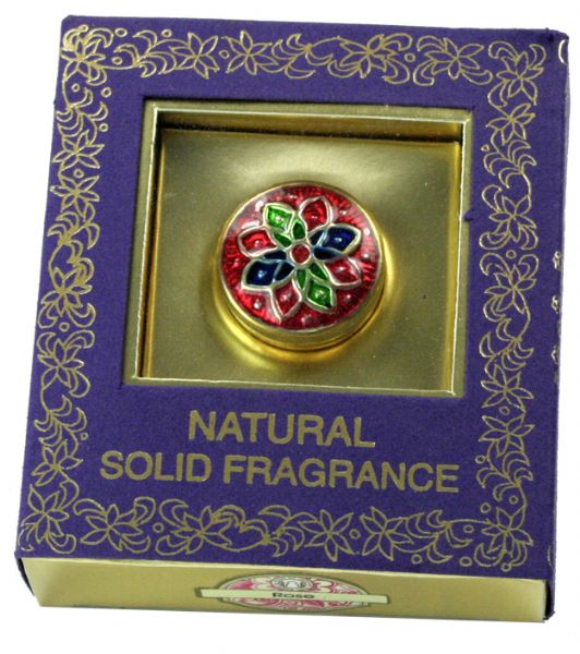Rose Solid Perfume in a compact 4-gram size, featuring a romantic floral scent crafted from natural ingredients.