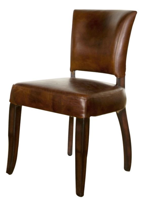 Vintage cigar leather chair with solid birch frame and comfortable foam cushioning, perfect for stylish home decor.