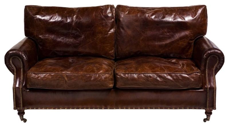 Vintage Cigar leather sofa featuring premium full grain leather, durable birch frame, and luxurious duck feather cushioning.