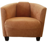 Vanguard Occasional Chair in Destroyed Camel, featuring top grain leather, modern tub design, and rustic elegance.