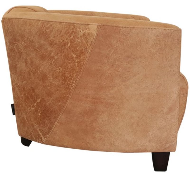 Vanguard Occasional Chair in Destroyed Camel: stylish tub chair crafted from top grain leather with rustic charm and comfort.