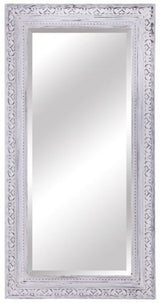 Bevelled mirror with an ornate white frame, measuring 220cm, adding elegance and depth to any room.