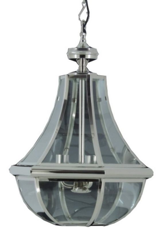 Art Deco-inspired glass pendant light with nickel plating, perfect for stylish entryways and living areas.