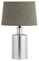 Stylish 30cm table lamp featuring a nickel base and South linen shade, offering soft illumination for modern interiors.