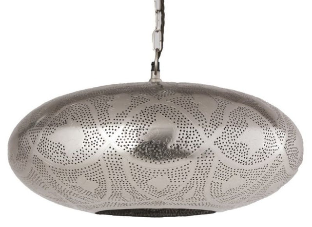 Elegant nickel hanging pendant light, 460x200 mm, perfect for dining tables and entryways, blending style and functionality.