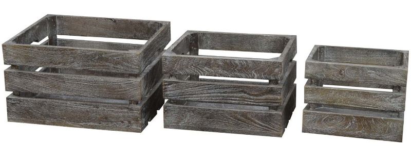 Decorative wooden crates set of 3, featuring rustic charm and versatile storage for any living space.