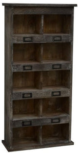 Elegant wooden letter rack with metal accents, perfect for organizing mail while enhancing vintage or rustic decor.