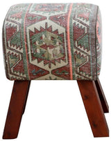 Aztec Stool with earthy canvas and timber frame, blending old-world charm and modern functionality in any living space.