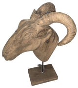 Handcrafted 47cm Rams Head Ornament, adding rustic charm and bold statement to contemporary or rustic decor.