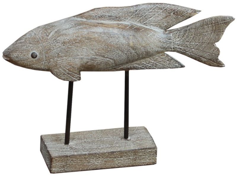 Charming 32cm wooden fish decor adding a coastal touch, perfect for enhancing home style and tranquility.