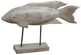 Wooden Fish sculpture measuring 53cm, made from premium wood, perfect for adding a coastal touch to home decor.