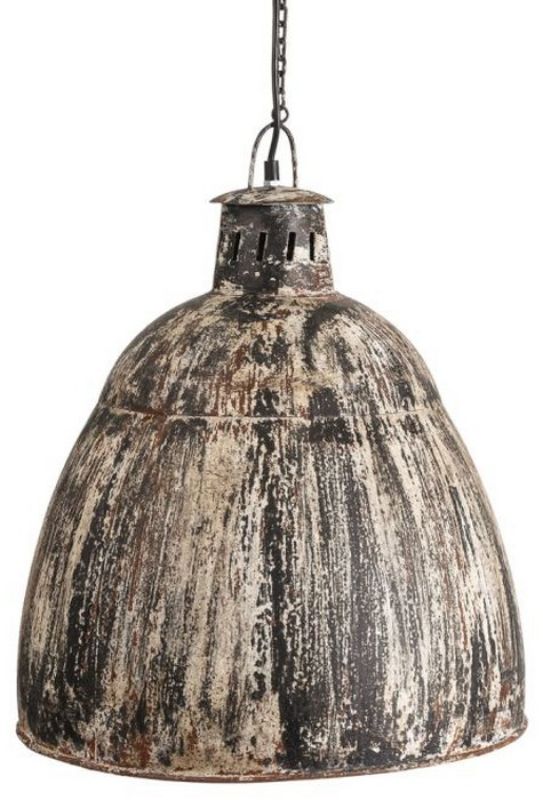 Rustic 51cm hanging lamp in worn metal finish, ideal for vintage and industrial decor, providing warm ambiance and style.