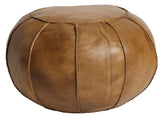 Stylish 60cm leather pouf with soft foam fill, perfect as a footrest or accent piece in any home decor.