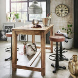 Stylish 70cm bar stool with a wooden seat, metal base, and antique design, perfect for home bars and kitchen islands.