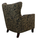 Zebra print occasional chair and ottoman in luxurious velvet, featuring a solid timber frame for durability and style.