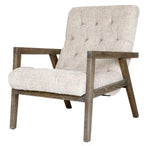 Vintage-inspired Bakersfield Armchair in natural finish with linen upholstery, button-backed design, ideal for cozy living spaces.