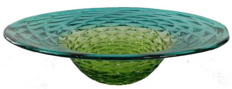 Vibrant 41cm blue and green glass platter with an ombre effect, perfect for serving or decorative display.