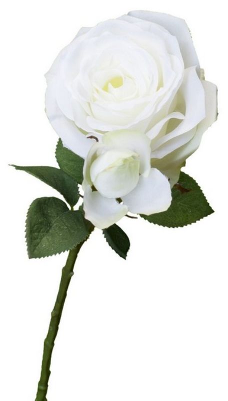 White rose spray with bud, 520mm, realistic faux flowers perfect for home decor, weddings, and stylish arrangements.